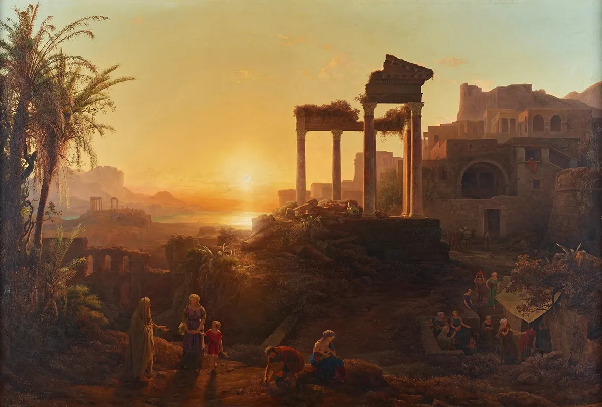 Landschaft Mit Sonnenuntergang Wall Art by Károly Markó - High-Resolution Digital Print