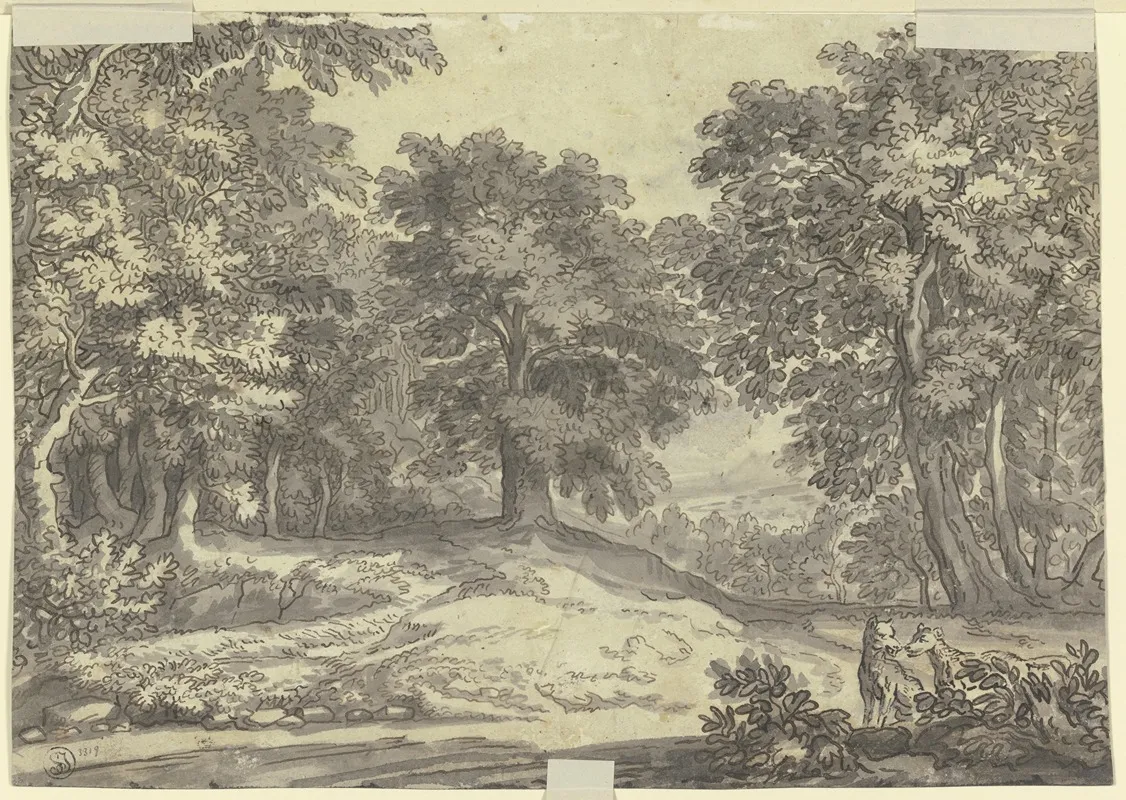 Landschaft Mit Zwei Hunden