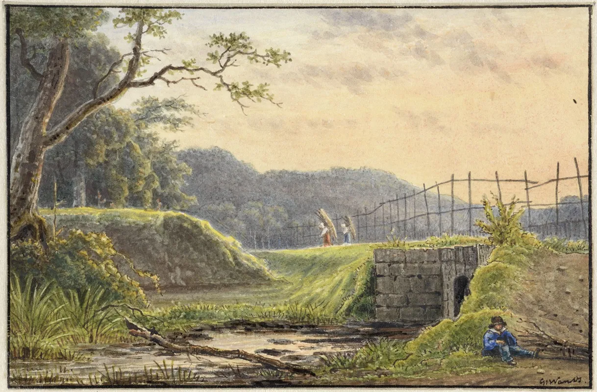 Landschap Met Brug Wall Art by Georgius Jacobus Johannes van Os - High-Resolution Digital Print