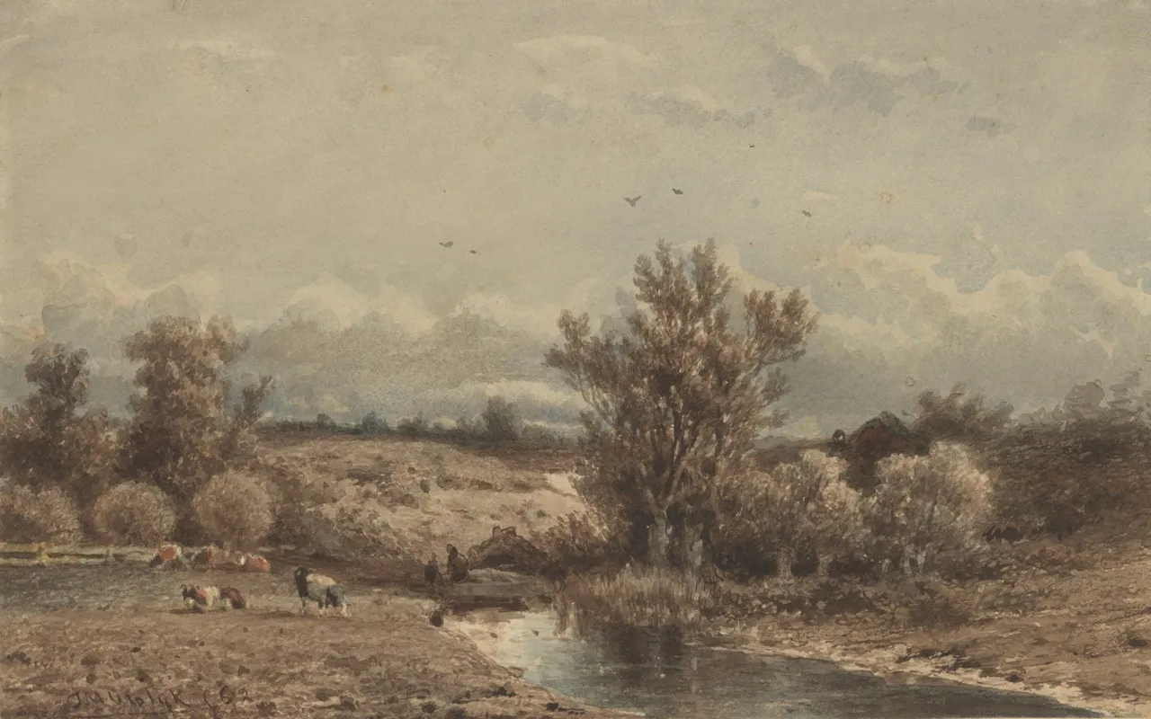 Landschap Met Rivier En Koeien Wall Art by Jan Vrolijk - High-Resolution Digital Print