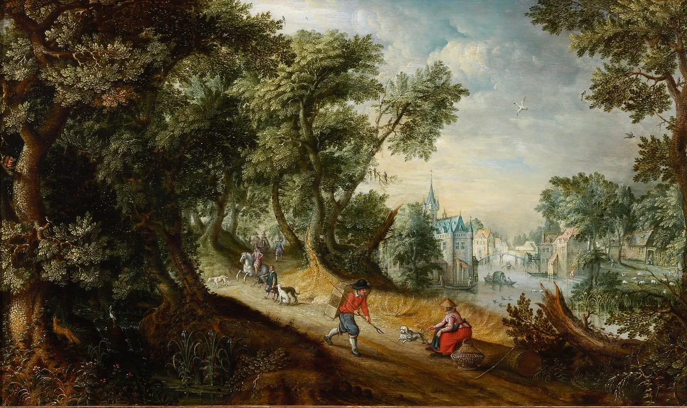 Landschap Met Rivier Wall Art by Adriaen van Stalbemt - High-Resolution Digital Print