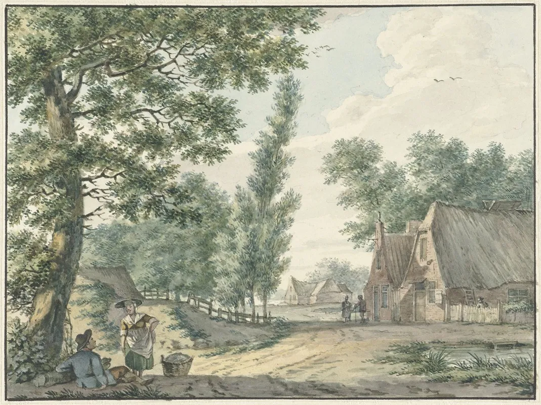 Landschap Met Twee Personen Onder Een Boom