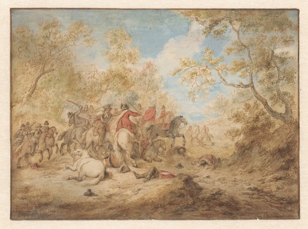 Landschap Met Vechtende Ruiters Wall Art by Gerardus Josephus Xavery - High-Resolution Digital Print
