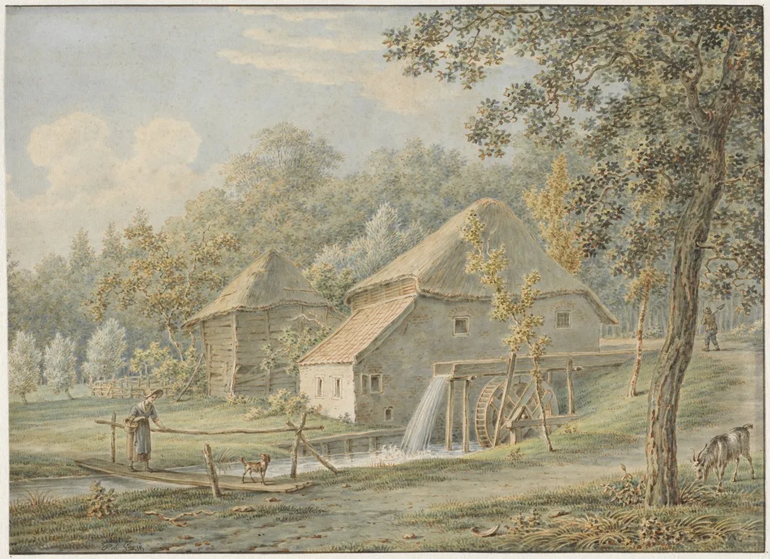 Landschap Met Watermolen 2 Wall Art by Pieter de Goeje - High-Resolution Digital Print