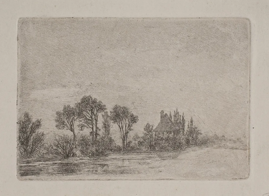 Landskab Med Traeer Ved Et Vand Wall Art by Hans Anton Thiele - High-Resolution Digital Print