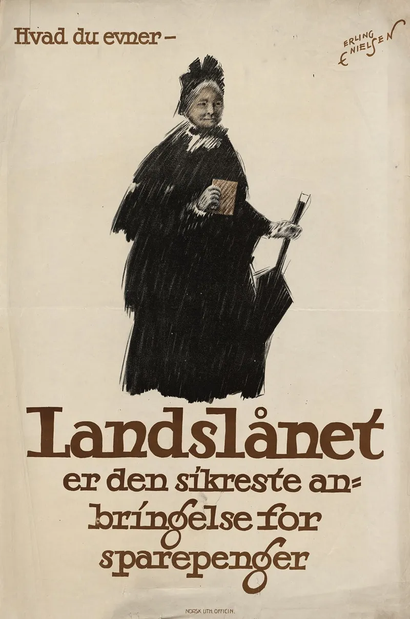 Landslanet Er Den Sikreste Anbringelse For Sparepenger Wall Art by Erling Nielsen - High-Resolution Digital Print