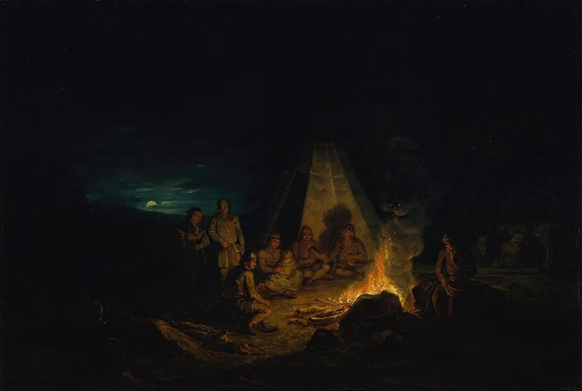 Laplanders Around A Fire Wall Art by Alexander Lauréus - High-Resolution Digital Print