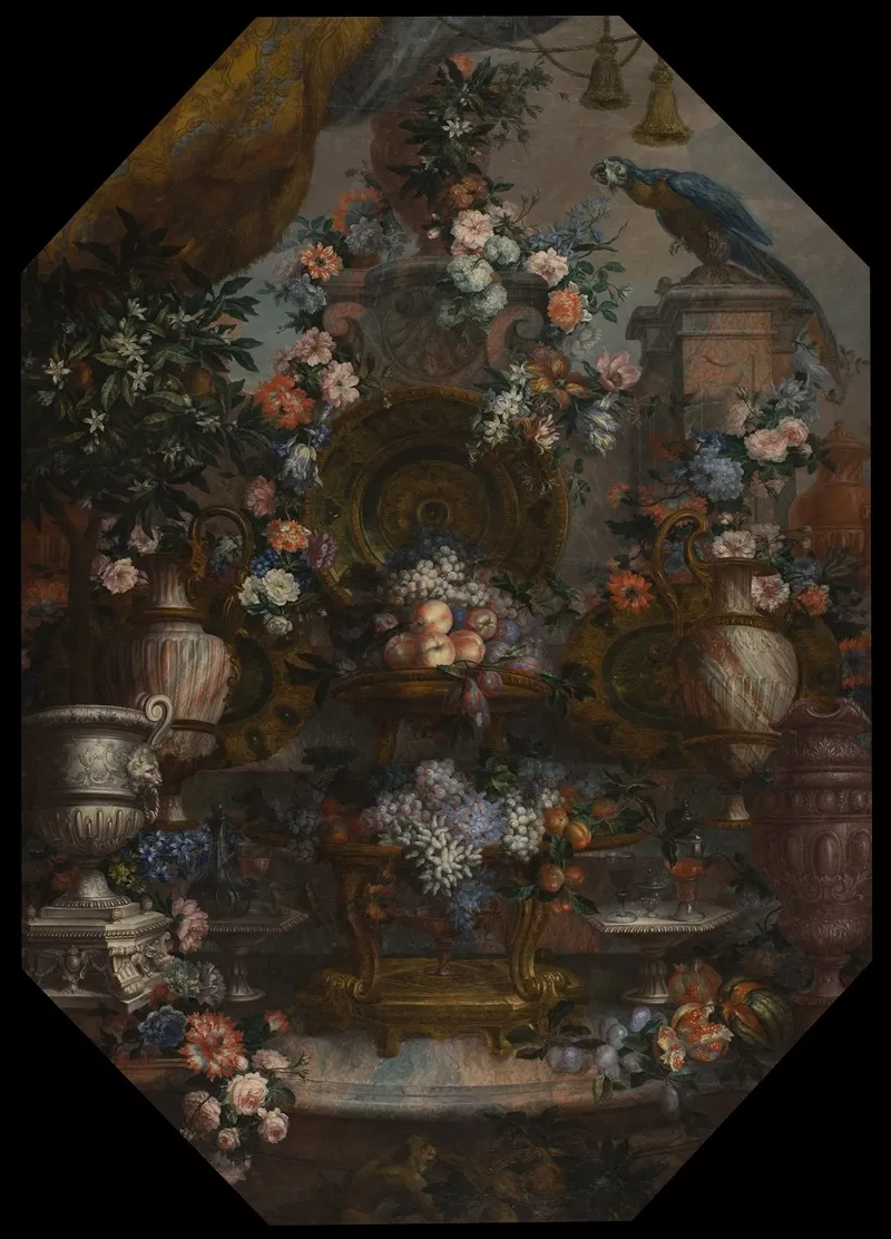 Large Flowerpiece With Precious Urns Wall Art by Antoine Monnoyer - High-Resolution Digital Print