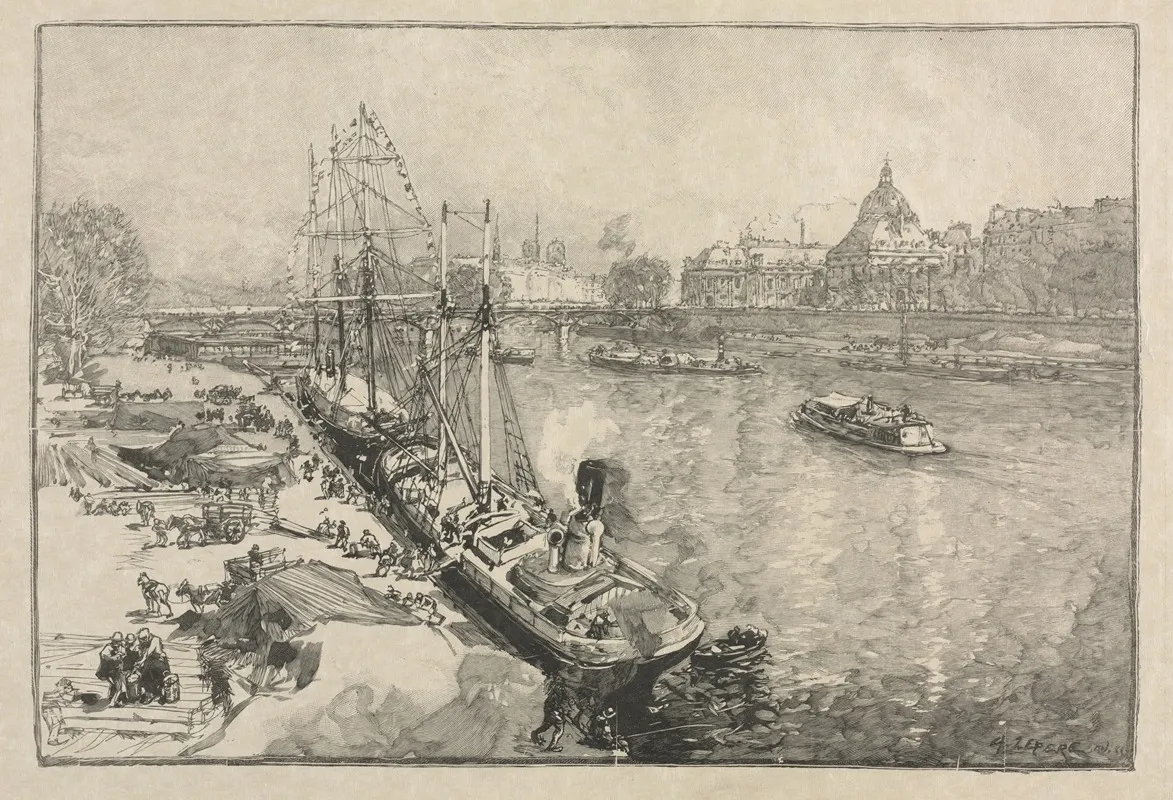 Large Steamer Ship At Dock Paris