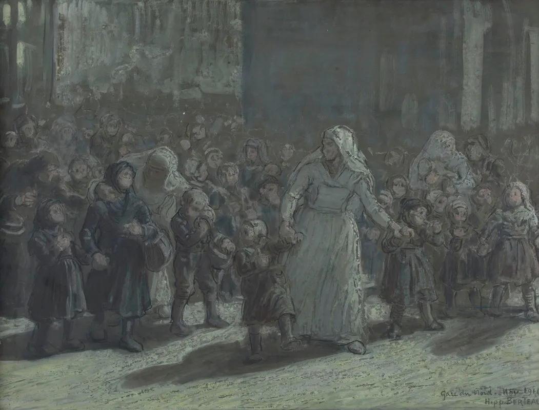 Larrivee A La Gare Du Nord En 1914 Infirmiere Conduisant Des Enfants