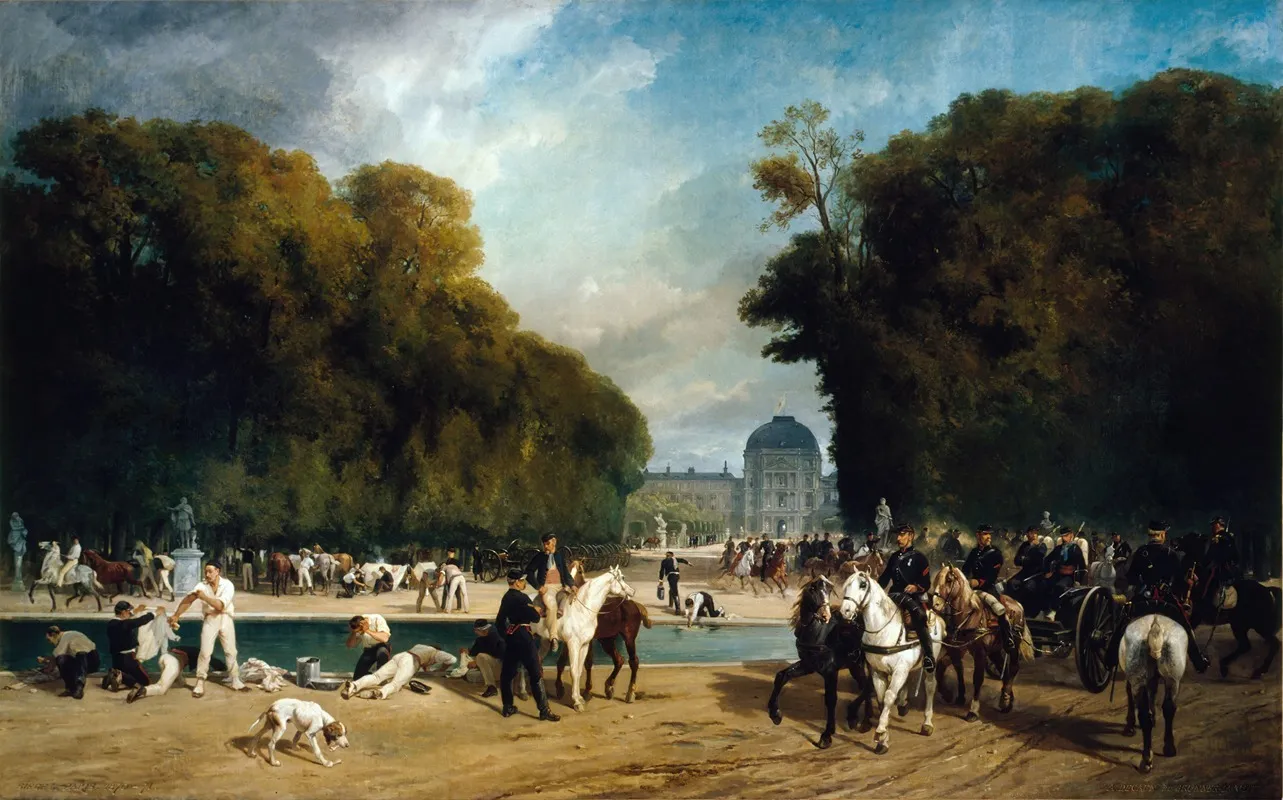 Lartillerie Campee Dans Le Jardin Des Tuileries Fin Septembre 1870 Wall Art by Alfred Decaen - High-Resolution Digital Print
