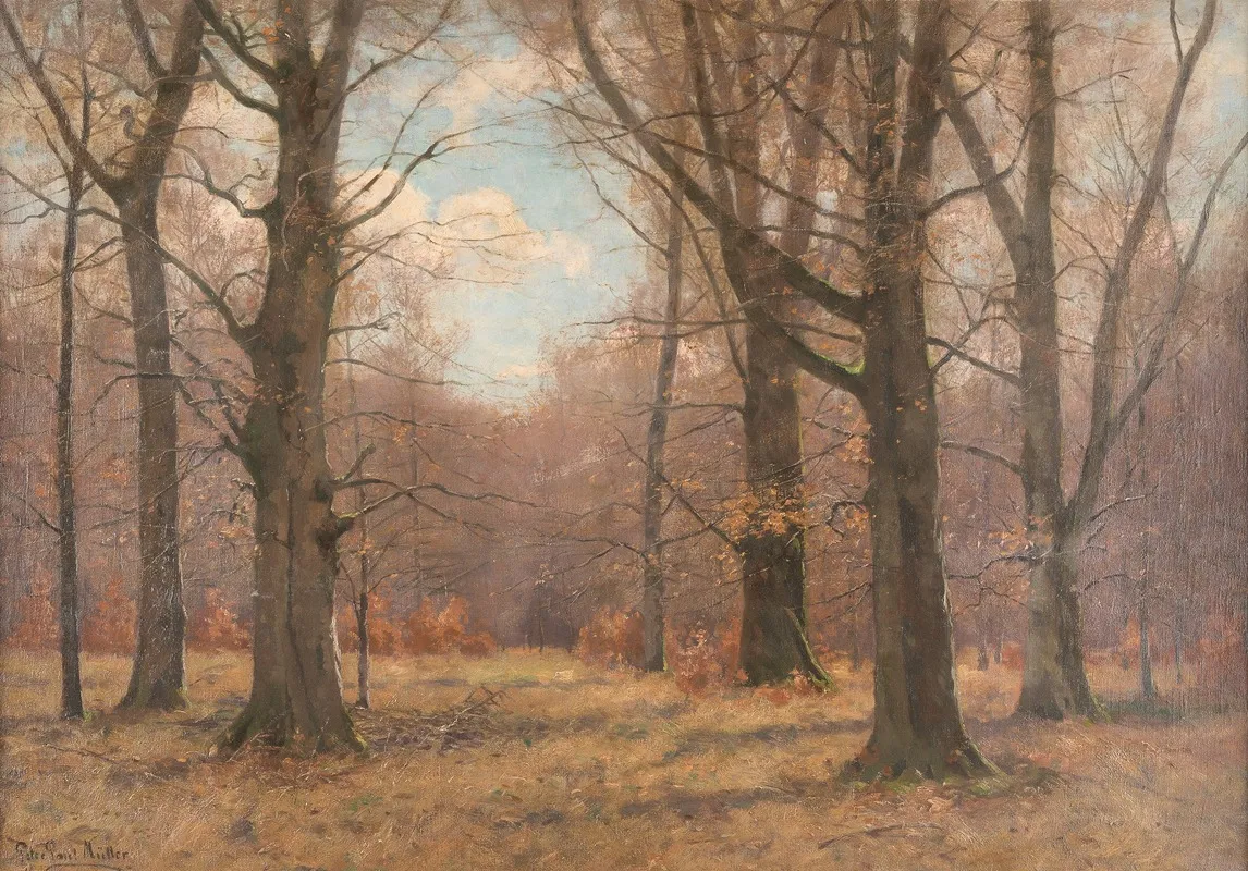 Late Fall In The Beech Forest Wall Art by Peter Paul Müller - High-Resolution Digital Print