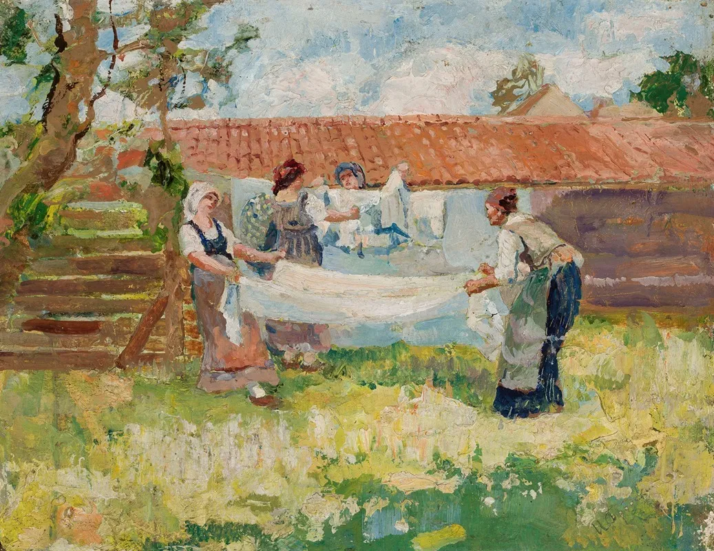 Laundresses 2 Wall Art by Isaak Izrailevich Brodsky - High-Resolution Digital Print