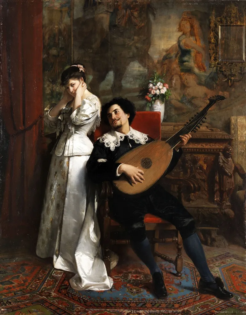 Lautenspieler Mit Junger Dame Wall Art by Christian Meyer-Ross - High-Resolution Digital Print