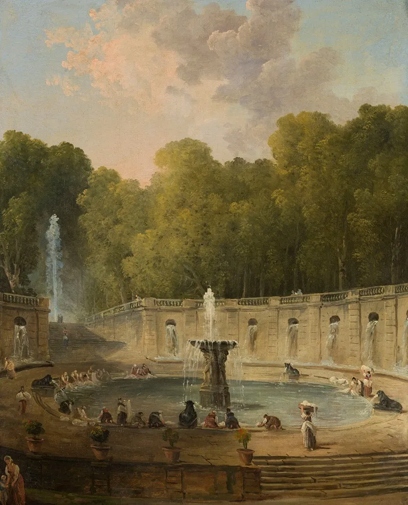 Lavandieres Dans Un Parc Wall Art by Hubert Robert - High-Resolution Digital Print