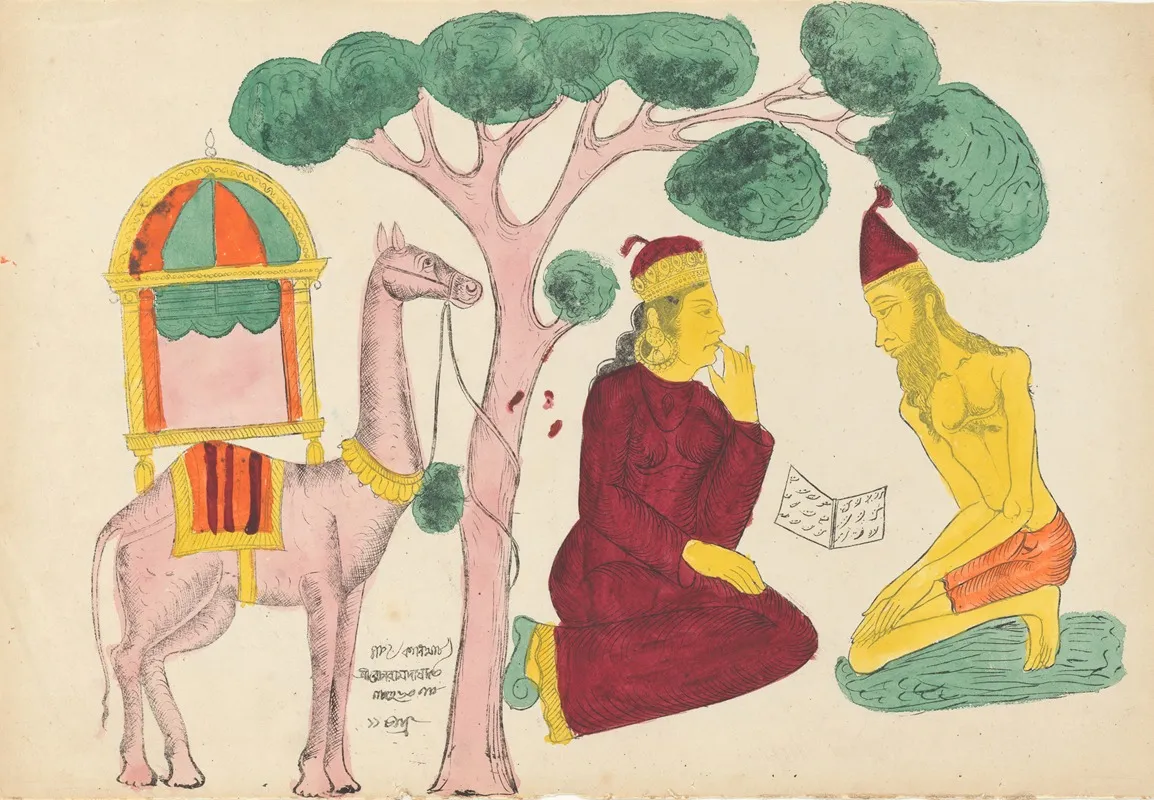 Layla Visiting Majnun In The Desert Wall Art by Becharam Das Dutta - High-Resolution Digital Print