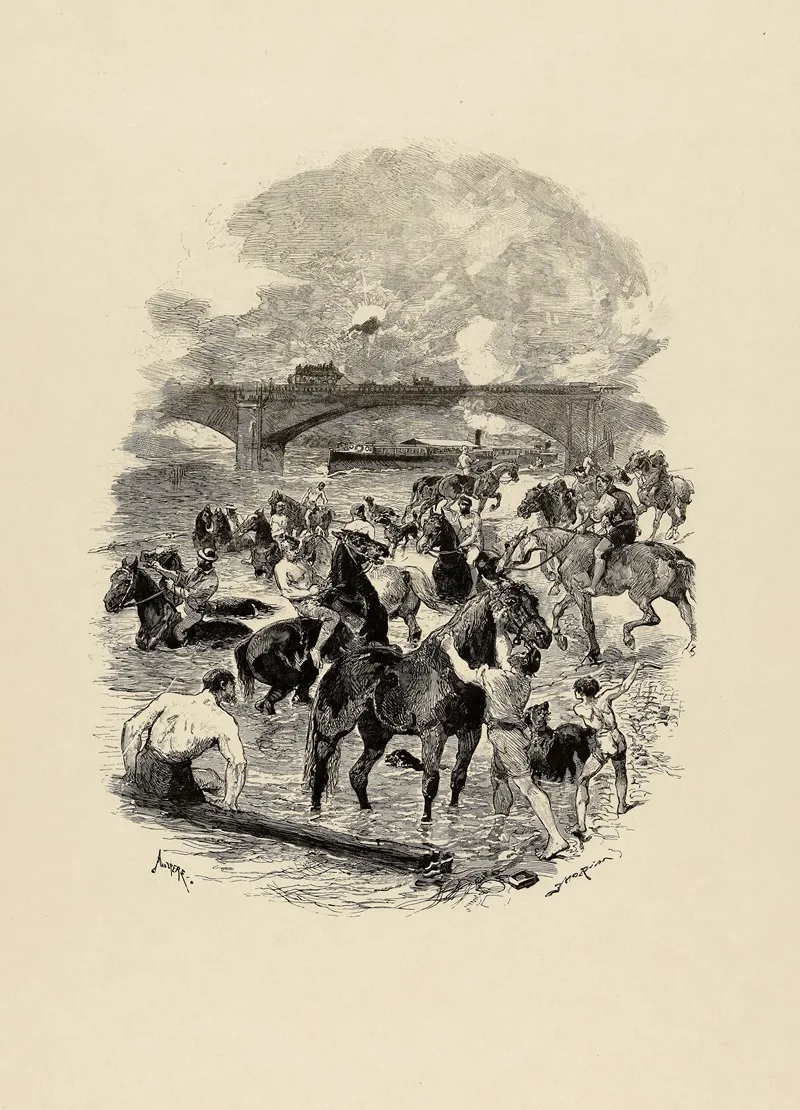 Le Bain Des Chevaux Wall Art by Edmond Morin - High-Resolution Digital Print