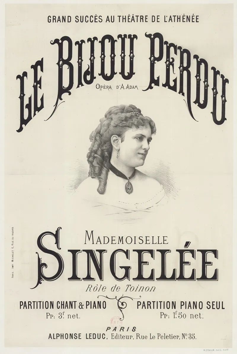 Le Bijou Perdu Opera Da Adam Mademoiselle Singelee Role De Toinon Wall Art by Imp. Michelet - High-Resolution Digital Print