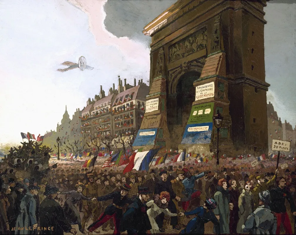 Le Boulevard Et La Porte De Saint Denis Le 11 Novembre 1918 Wall Art by Jean Leprince - High-Resolution Digital Print