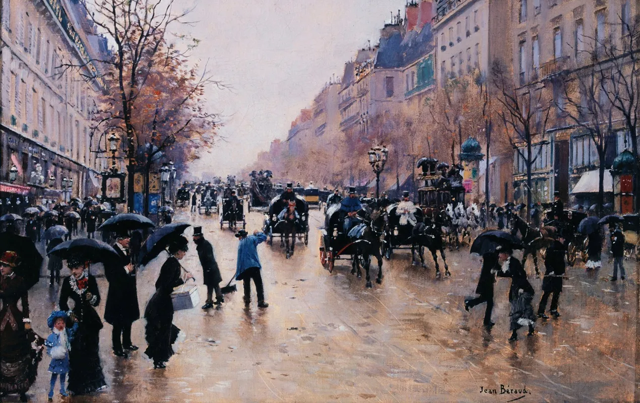 Le Boulevard Poissoniere Sous La Pluie