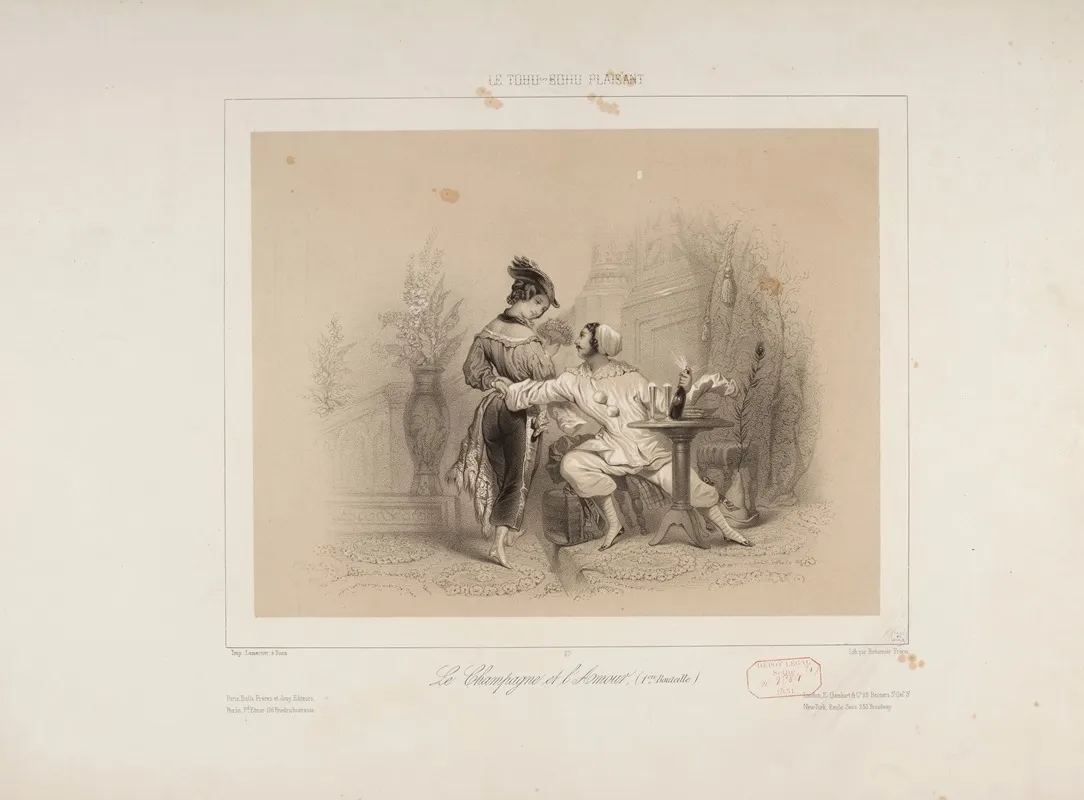 Le Champagne Et Lamour 1ere Bouteille Wall Art by Joseph Betannier - High-Resolution Digital Print