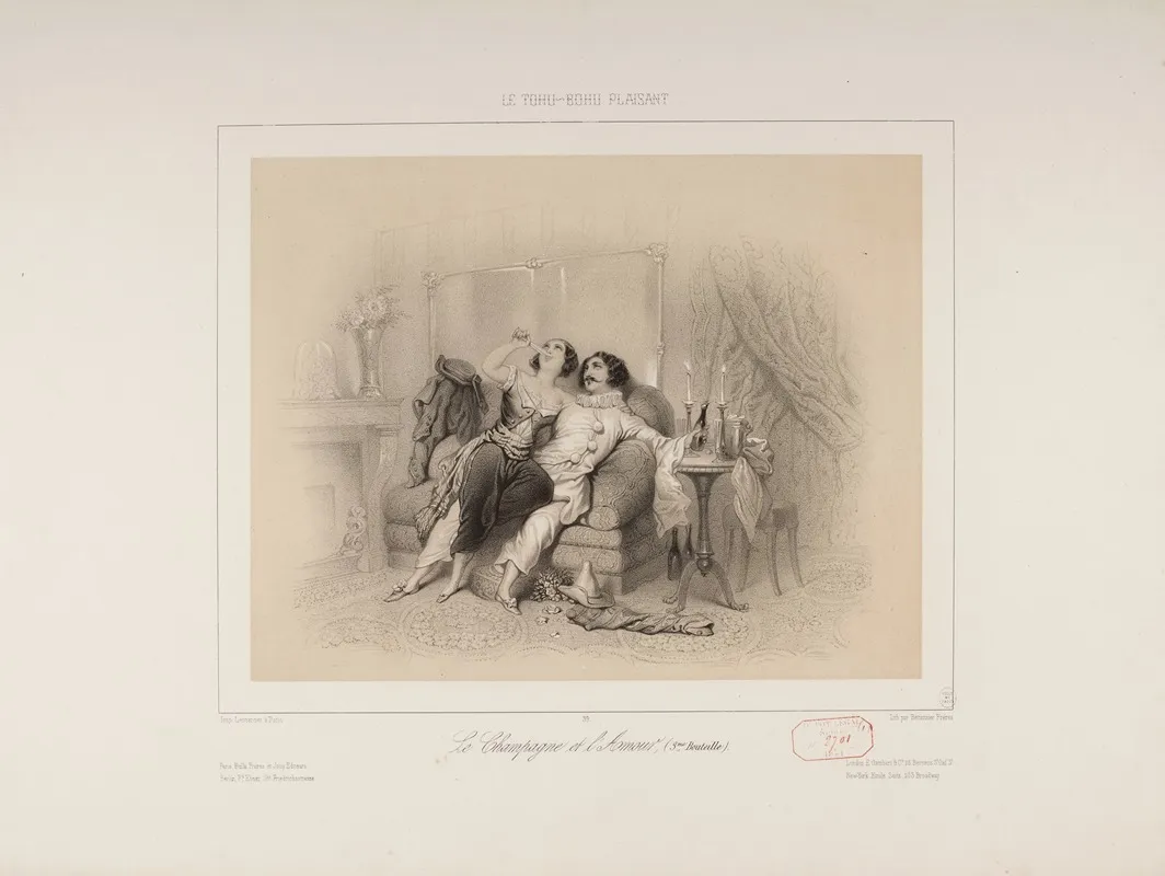 Le Champagne Et Lamour 3eme Bouteille Wall Art by Joseph Betannier - High-Resolution Digital Print
