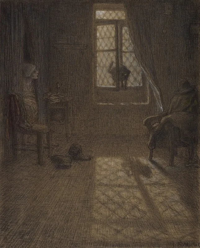 Le Chat Or The Cat At The Window Wall Art by Jean-François Millet - High-Resolution Digital Print