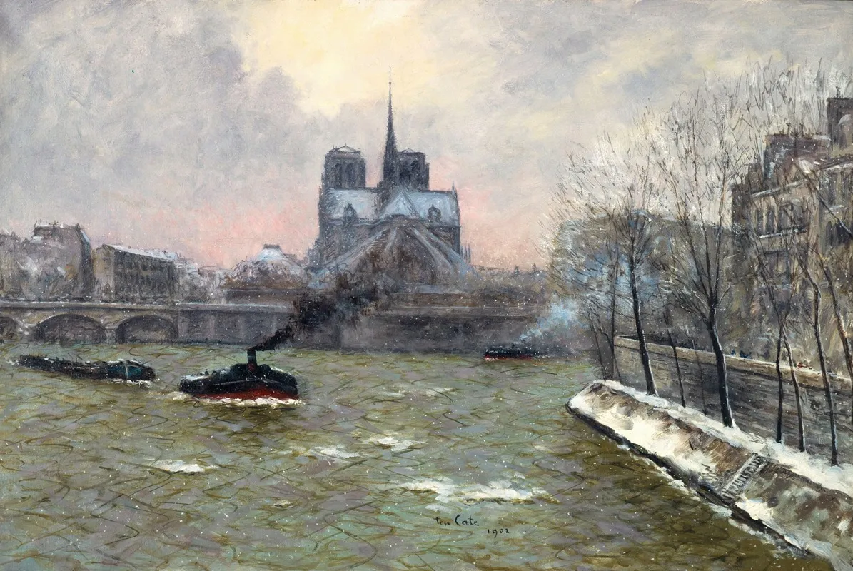 Le Chevet De Notre Dame Vu Du Pont De La Tournelle Effet De Neige