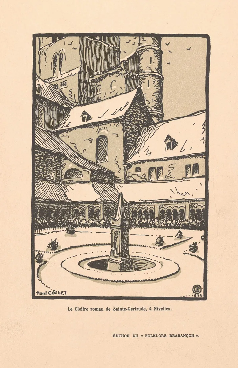 Le Cloitre Roman De Sainte Gertrude A Nivelles Wall Art by Paul Collet - High-Resolution Digital Print