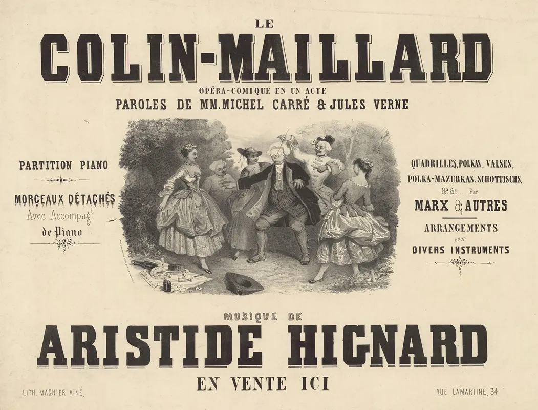 Le Colin Maillard Opera Comique En Un Acte Paroles De Mm Michel Carre Et Jules Verne Musique De Aristide Hignard Wall Art by Émile Jacques - High-Resolution Digital Print