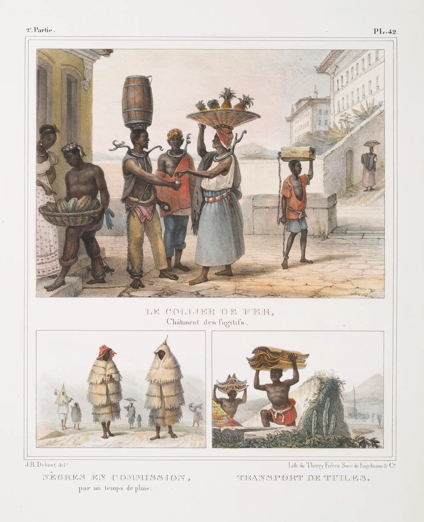 Le Collier De Fer Chatiment Des Fugitifs Negres En Commission Par Un Temps De Pluie Transport De Tuiles