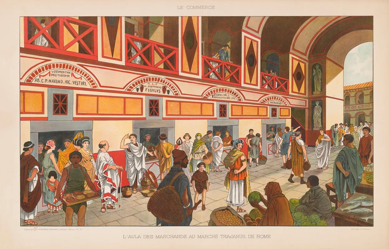 Le Commerce Laula Des Marchands Au Marche Trajanus De Rome Wall Art by William Magrath - High-Resolution Digital Print