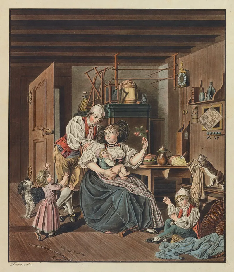 Le Contentement Matrimonial Ou Le Paysan Bernois Au Sein De Sa Famille Wall Art by Karl Ludwig Zehender - High-Resolution Digital Print