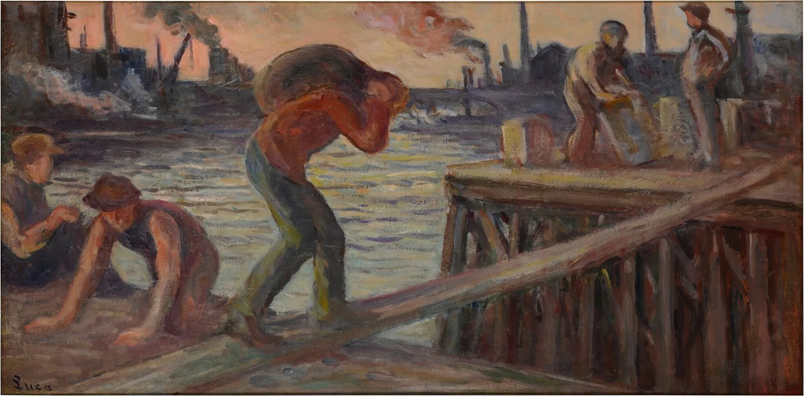 Le Dechargement De La Peniche Wall Art by Maximilien Luce - High-Resolution Digital Print
