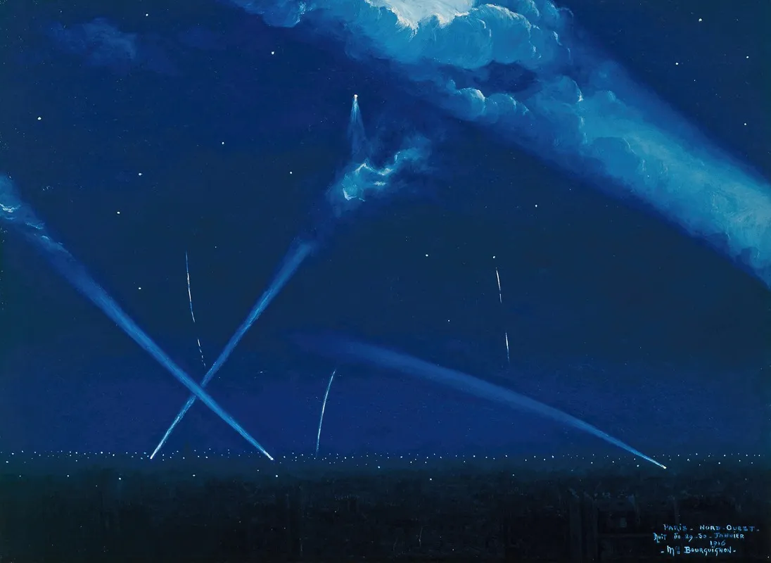 Le Dernier Raid Des Zeppelins La Nuit Du 29 Au 30 Janvier 1916 Wall Art by Maurice Jean Bourguignon - High-Resolution Digital Print