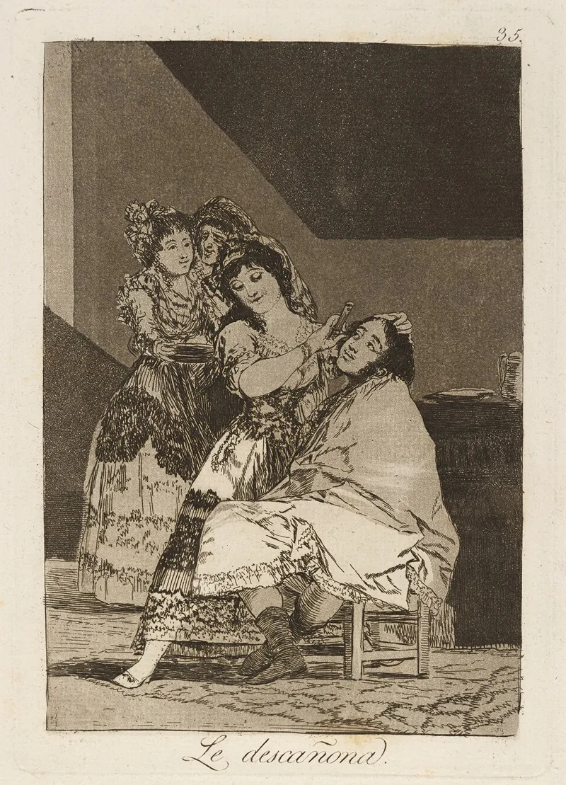 Le Descanona She Fleeces Him Wall Art by Francisco de Goya - High-Resolution Digital Print