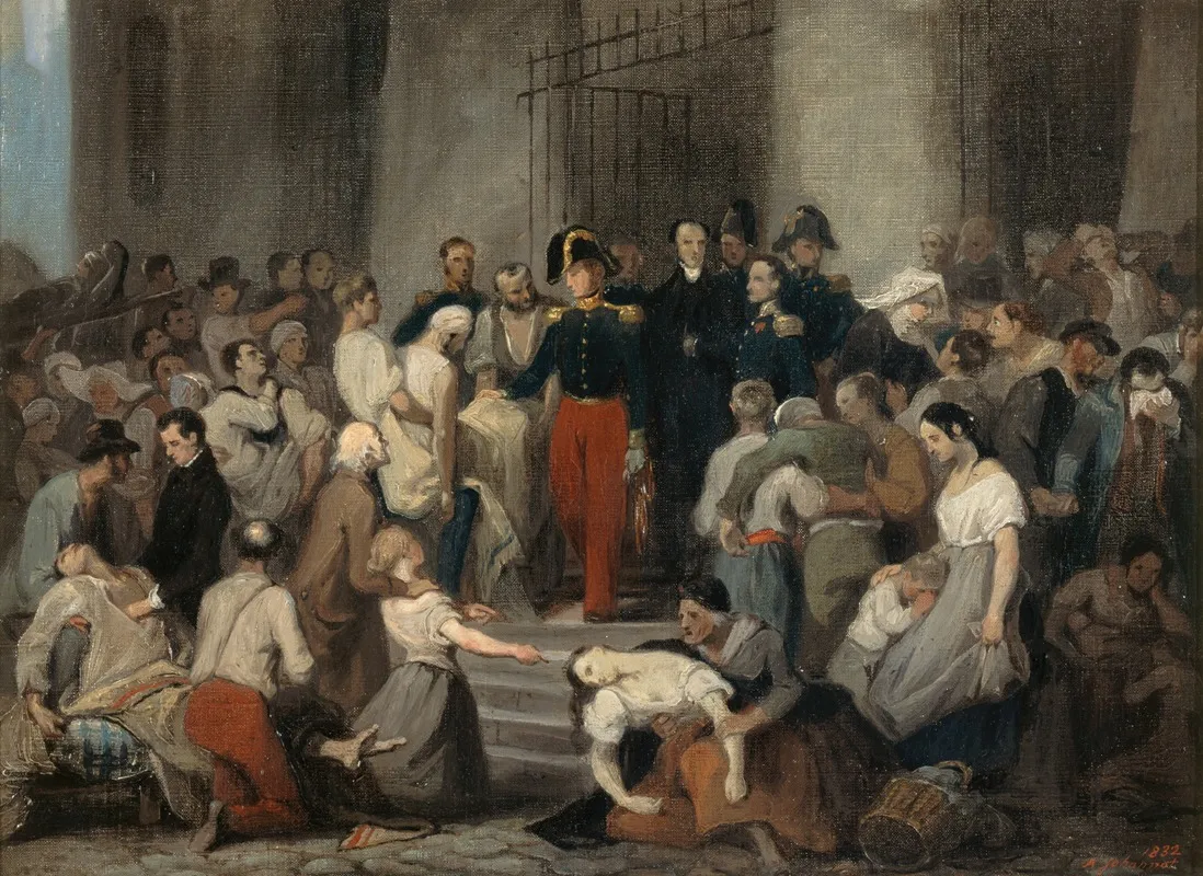 Le Duc Dorleans Visitant Les Malades De Lhotel Dieu Pendant Lepidemie De Cholera En 1832 Wall Art by Alfred Johannot - High-Resolution Digital Print