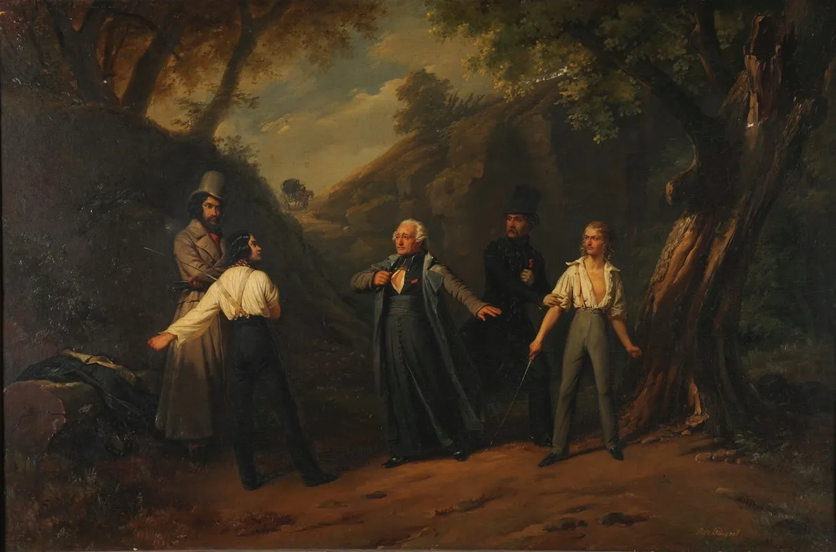 Le Duel Ou Le Cure Conciliateur Wall Art by Édouard-Henri-Théophile Pingret - High-Resolution Digital Print