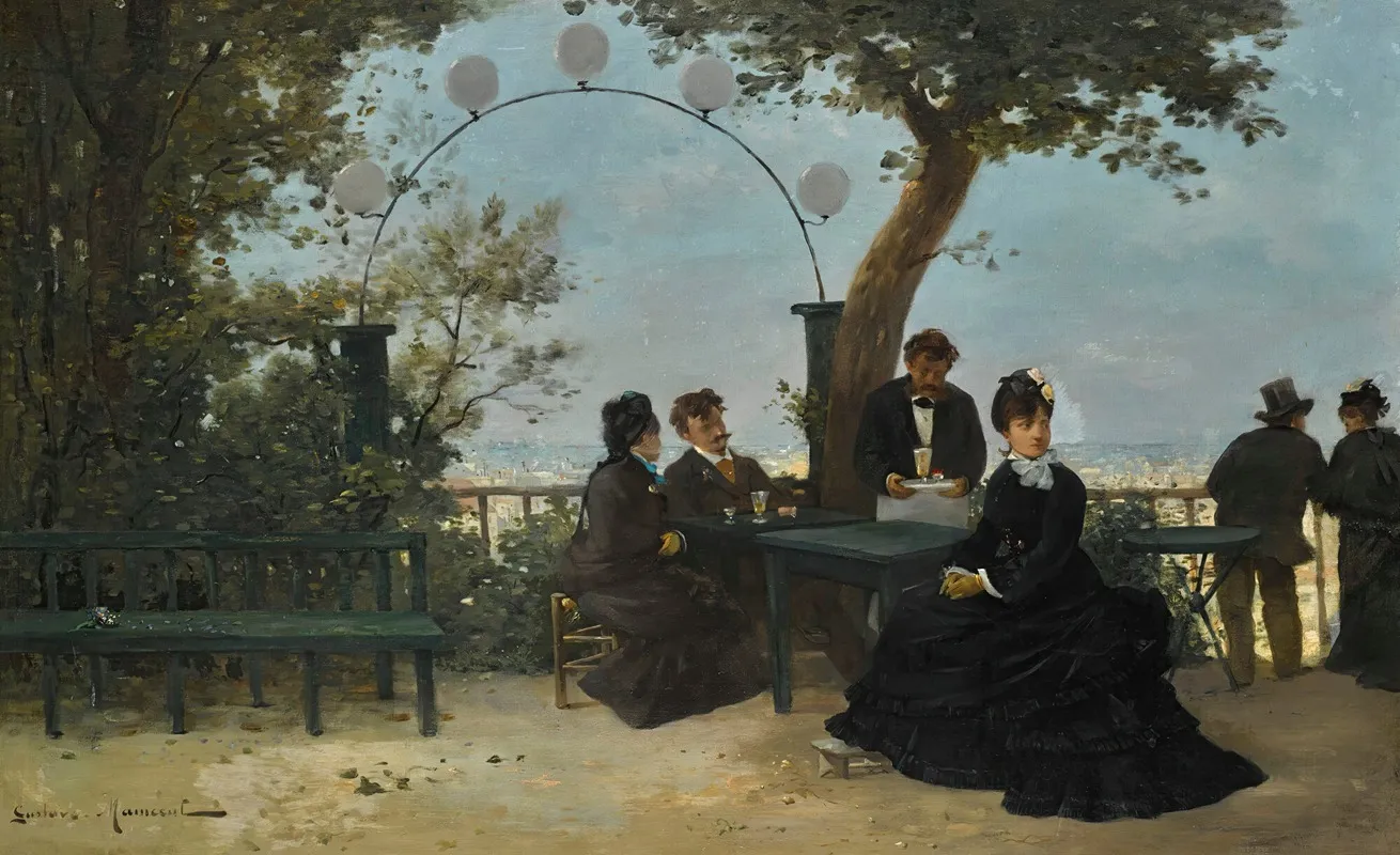 Le Gouter Sur La Terrace Wall Art by Gustave Maincent - High-Resolution Digital Print