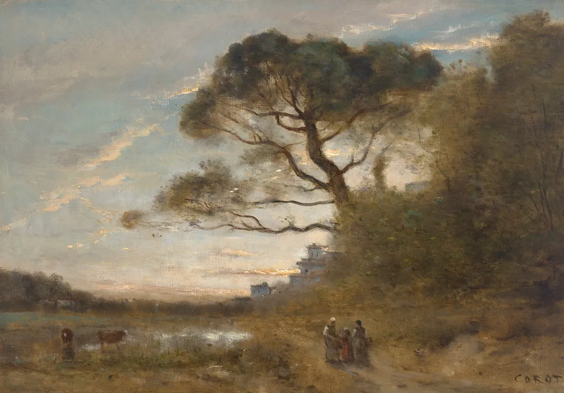 Le Grand Pin Parasol Souvenir Ditalie Wall Art by Jean-Baptiste-Camille Corot - High-Resolution Digital Print