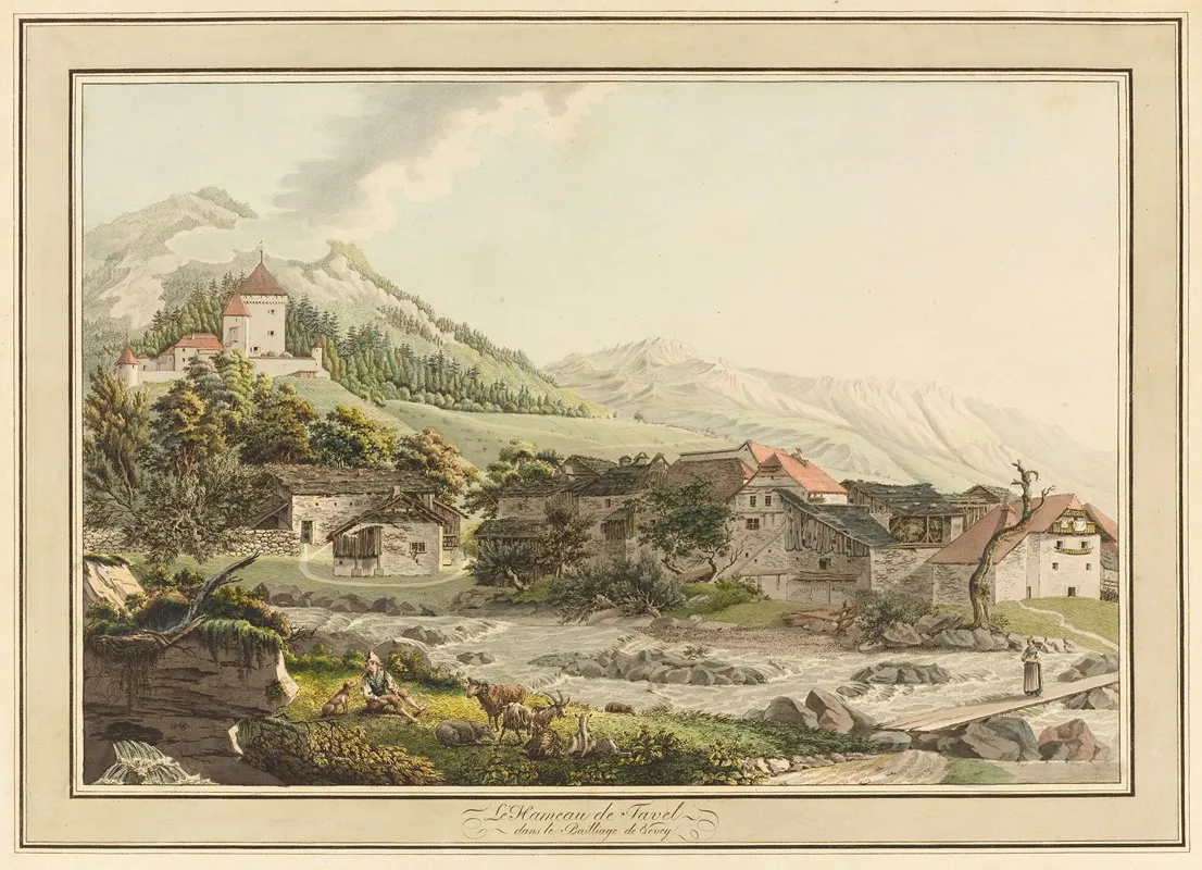 Le Hameau De Tavel Dans Le Bailliage De Vevey Wall Art by Pierre Samuel Louis Joyeux - High-Resolution Digital Print