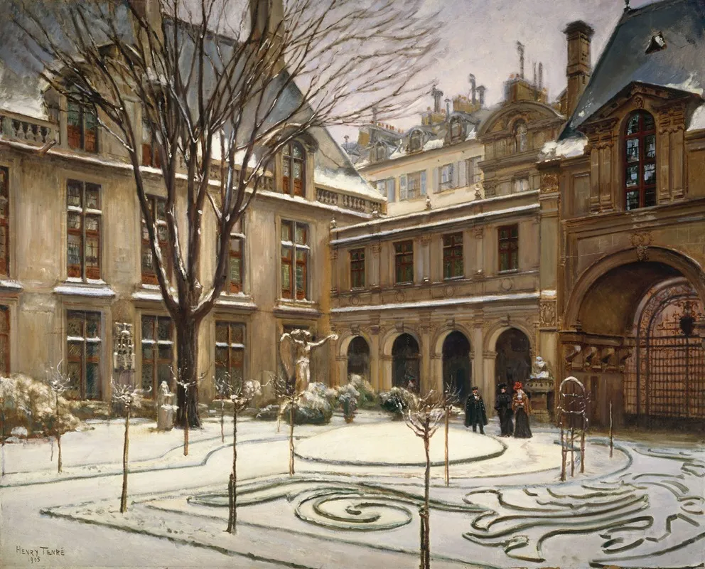 Le Jardin Du Musee Carnavalet Effet De Neige Wall Art by Henry Tenré - High-Resolution Digital Print
