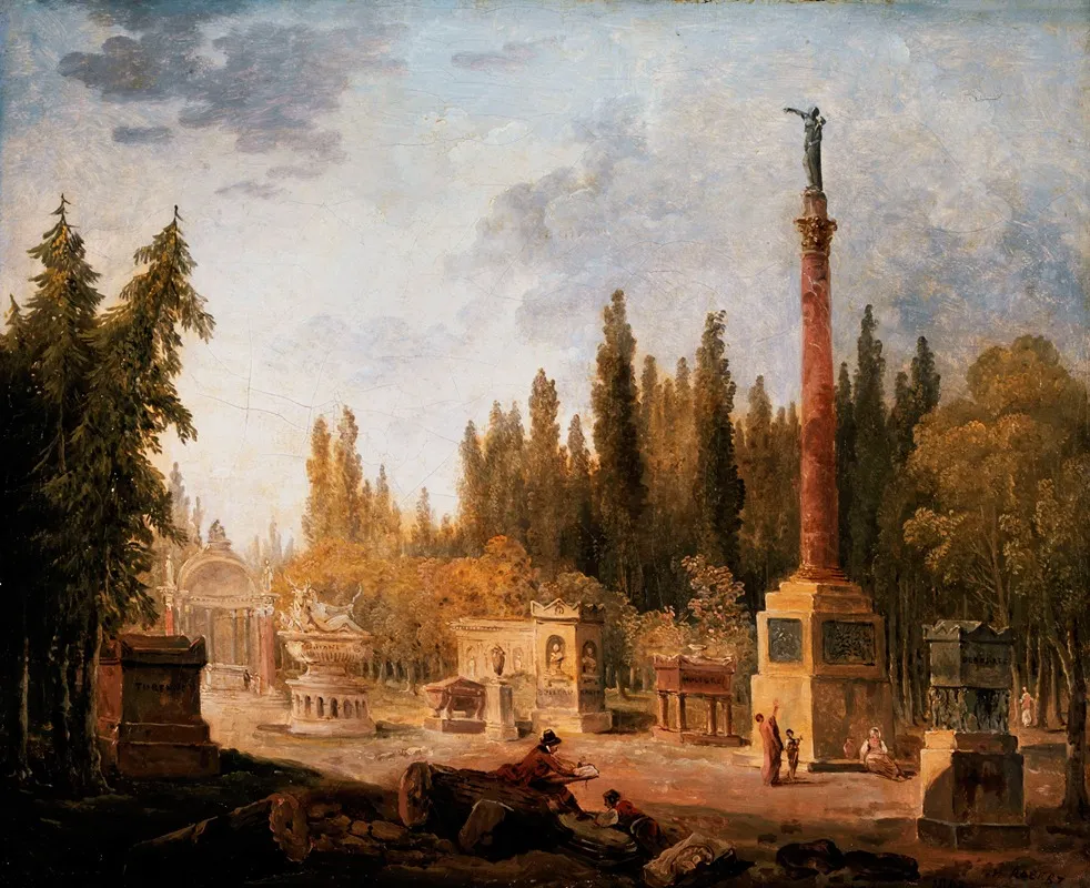 Le Jardin Du Musee Des Monuments Francais Ancien Couvent Des Petits Augustins Wall Art by Hubert Robert - Canvas Print