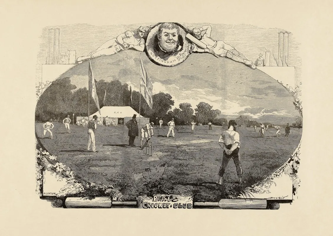Le Jeu De Criquet Grand Match Dispute Au Bois De Boulogne Entre Les Joueurs Francais Et Anglais Wall Art by Edmond Morin - High-Resolution Digital Print