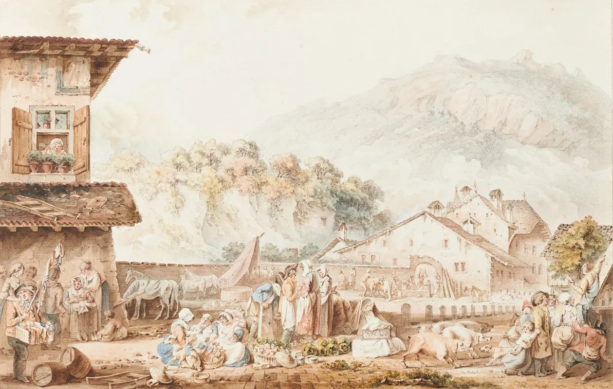 Le Marche De Bex Wall Art by Michel Vincent Brandoin - High-Resolution Digital Print