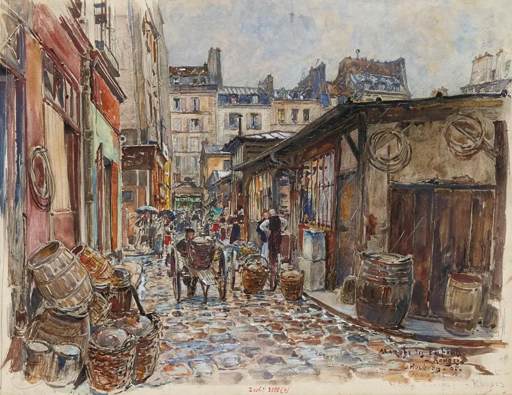 Le Marche Des Enfants Rouges Cote Ouest Sous La Pluie En 1907 3eme Arrondissement
