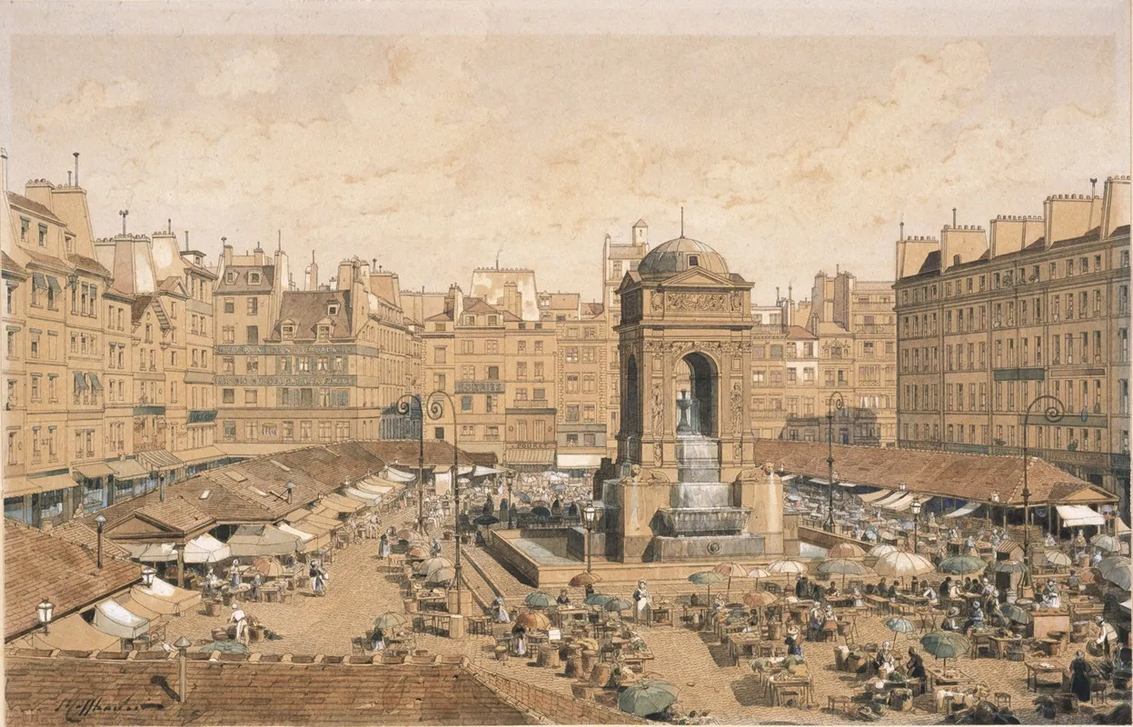 Le Marche Et La Fontaine Des Innocents En 1855
