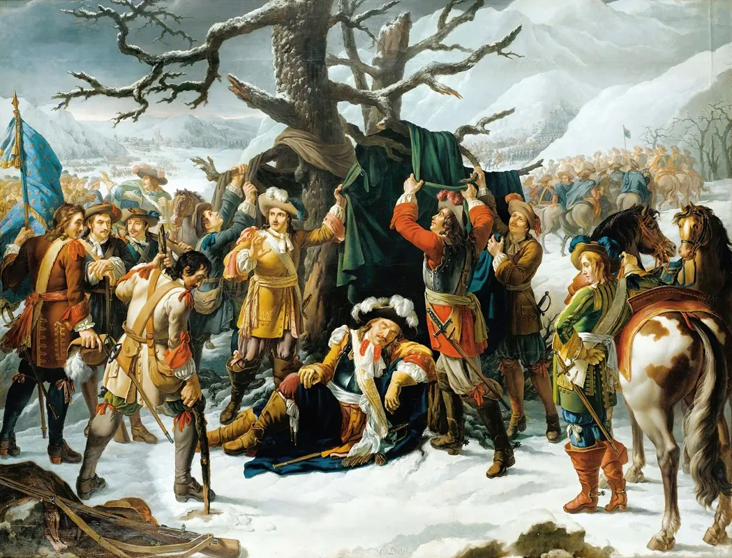 Le Marechal De Turenne Endormi La Veille De La Bataille De Turckheim Wall Art by Charles-Jacques Lebel - High-Resolution Digital Print