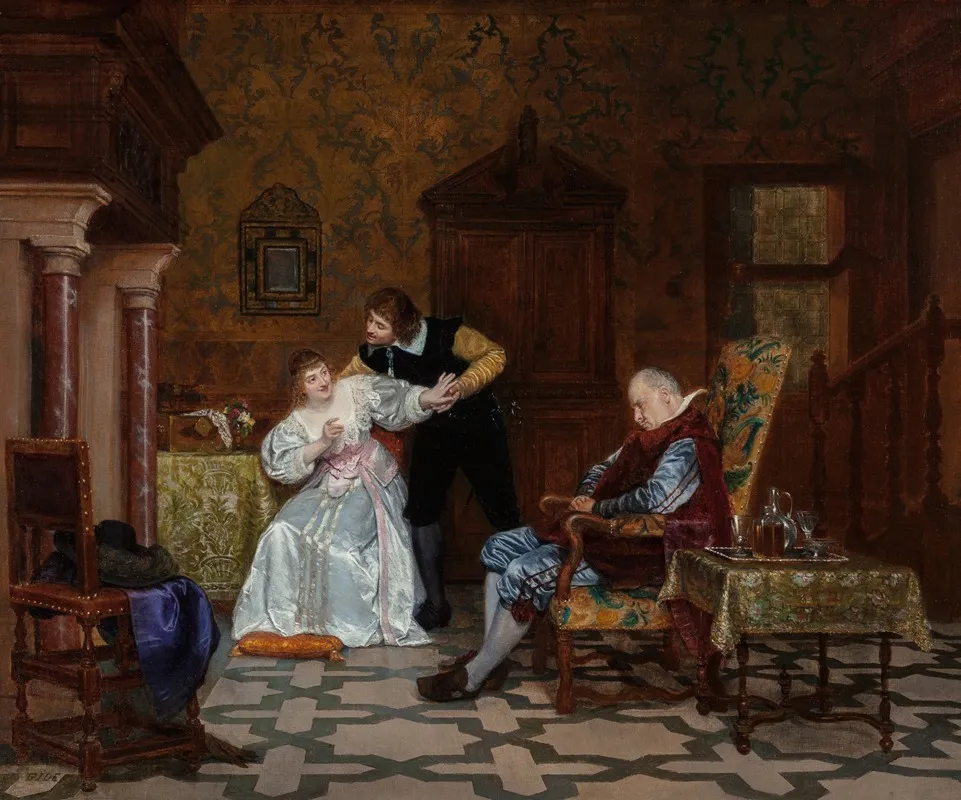 Le Mari Confiant Et Assoupi Wall Art by Theophile Gide - High-Resolution Digital Print