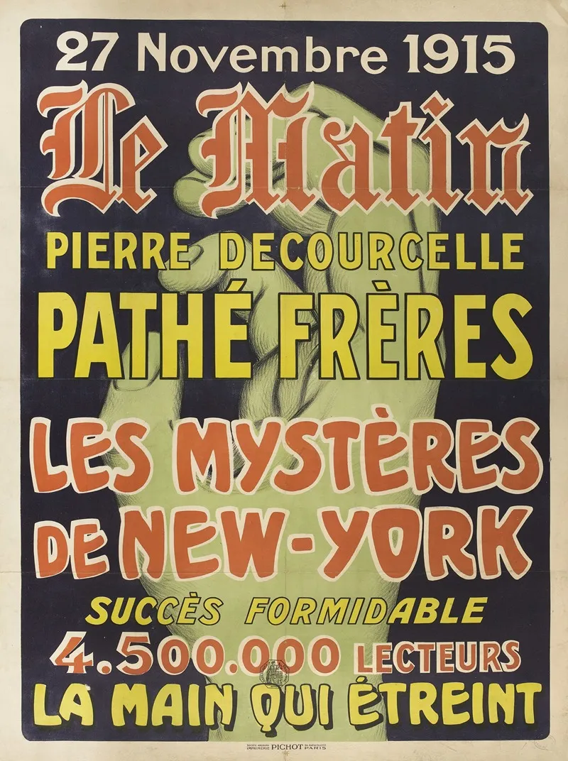 Le Matin Pierre Decourcelle Pathe Freres Les Mysteres De New York Wall Art by Anonymous - High-Resolution Digital Print